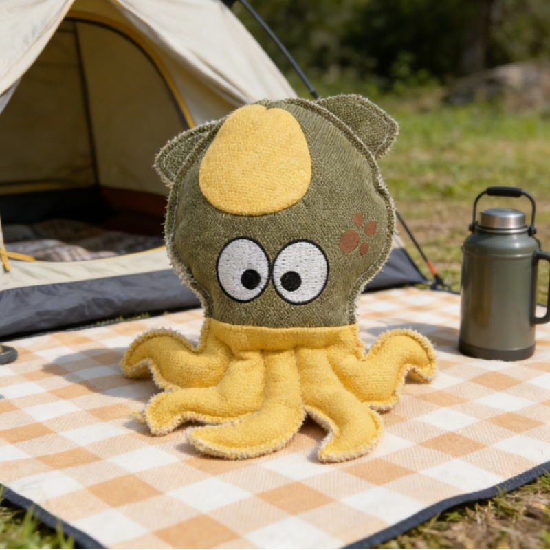 Eco Friendly Recycled Canvas Octopus Dog Toy Supporting Sustainable Pet Ownership Practices