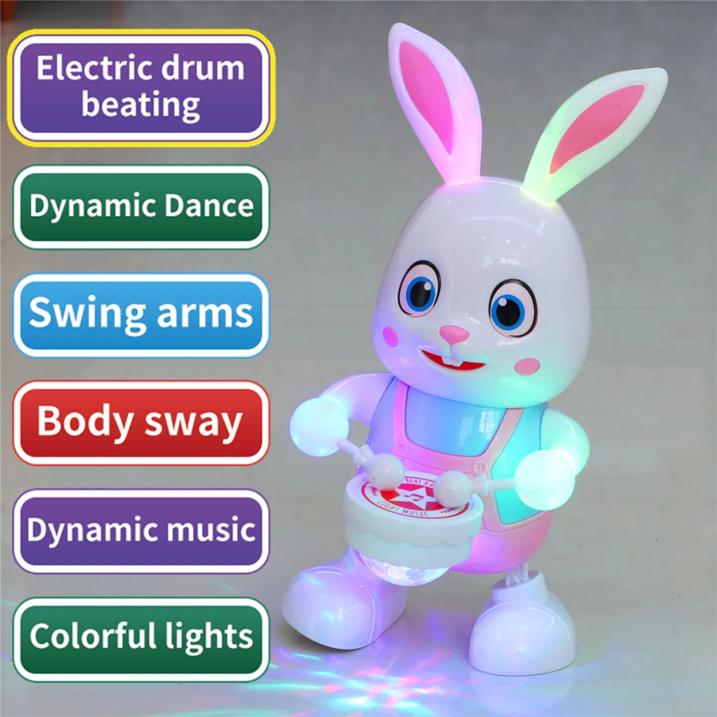 15+ Years Factory Funny Dancing Rabbit Lovely Action Figure with Music and Light for Kids for Easter Gift
