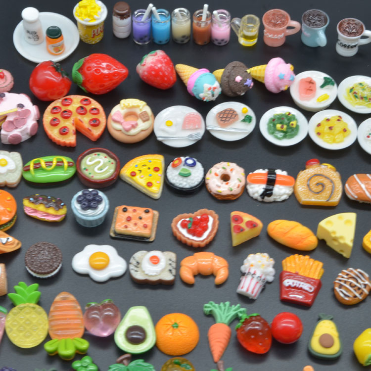 3D Resin Supermarket Toys Mini Dollhouse Accessories Toast Cake Sandwich Pizza Tarts Egg Bread Miniature Food Kitchen Kids Play