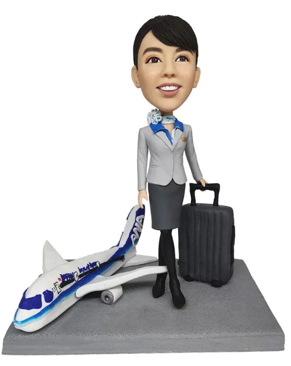 Custom Airline Stewardess Bobble Head Personalized 3D Figurine From Photo