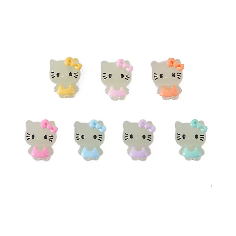 New My Melody Kt Cat Cartoon DIY Cream Glue Phone Case, Pencil Box &amp; Hair Clip Kit with Glow-in-The-Dark Resin Accessories