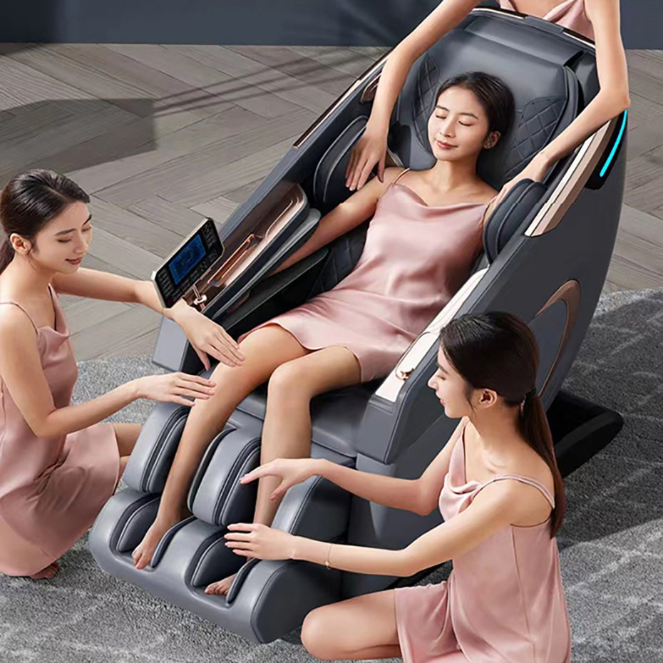 Hot Sell Full Body Luxury 4D Zero Gravity Shiatsu Electric Heating SL Track Massage Chair