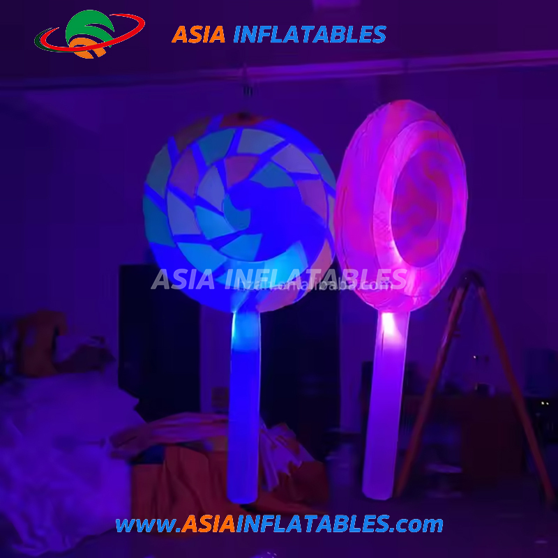 Pretty Inflatable Lollipop Prop with LED Lighting Ceiling Sweet Candy Balloon Decor