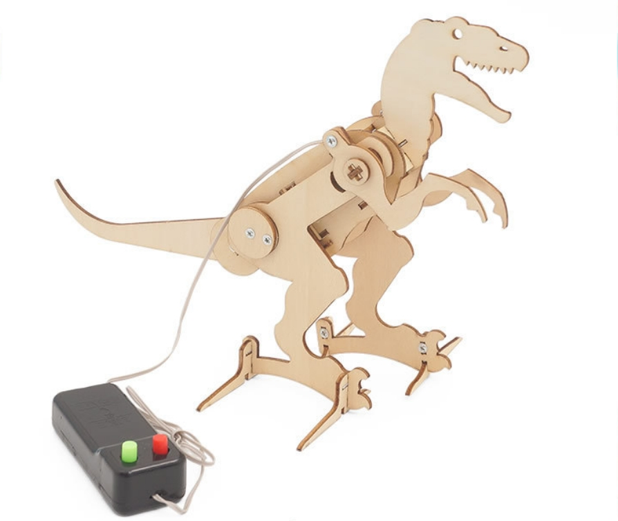 Electric Tyrannosaurus Rex Kit Children′ S DIY Stem Creative Scientific Programming Technology Learning Wooden Educational Toys