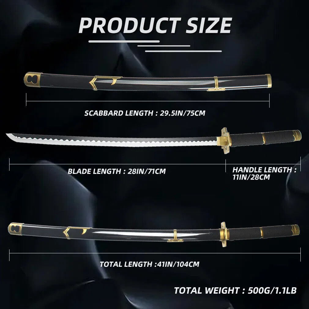 41 Inches LED Cosplay Sword One Piece Roronoa Zoro Swords Yubashiri Anime Samurai Props