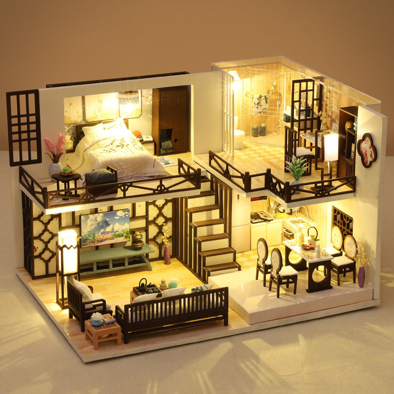 3D Trendy Wooden Educational Toys Outdoor Miniature Doll House