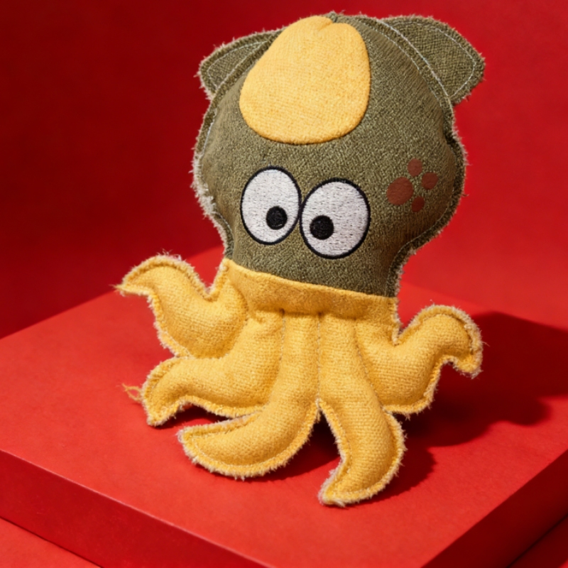 Eco Friendly Recycled Canvas Octopus Dog Toy Supporting Sustainable Pet Ownership Practices