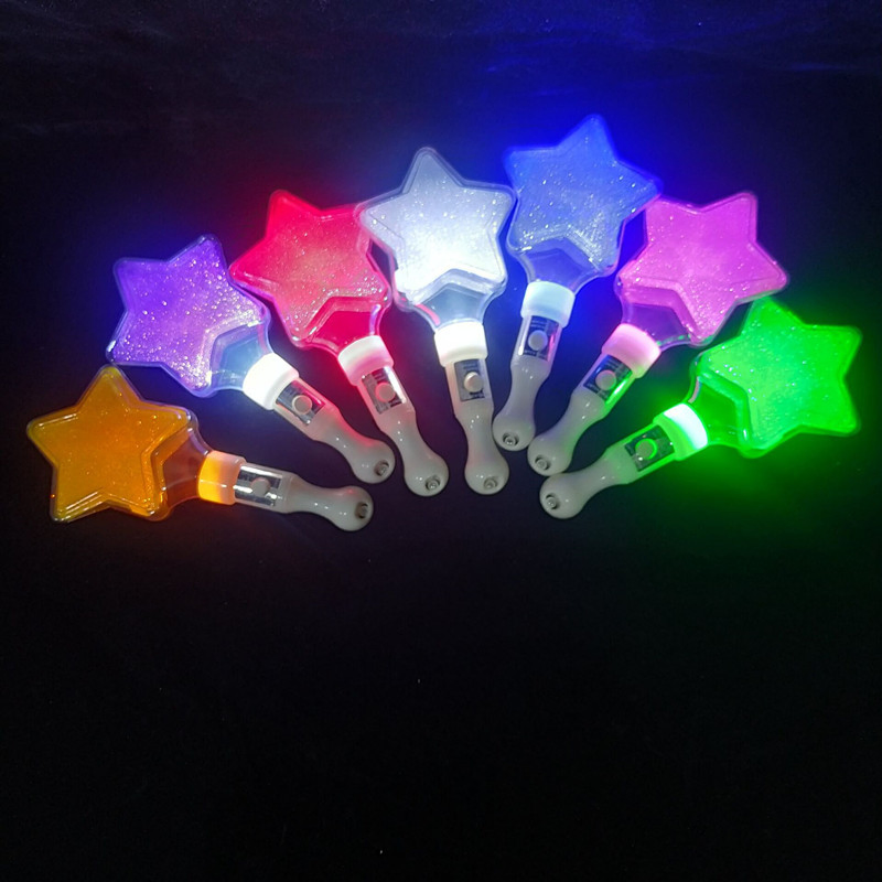 Glowing Colorful Five Pointed Star Flash Light LED Stick Fairy Wand Cheer Luminous Toy Halloween Christmas