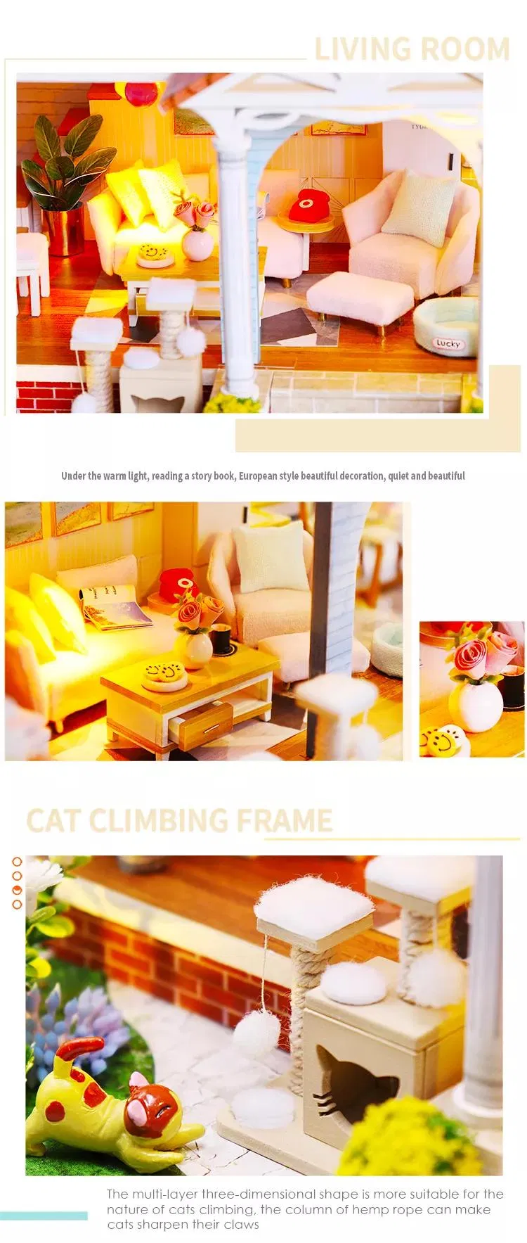 3D DIY Miniature LED Light Doll House 6