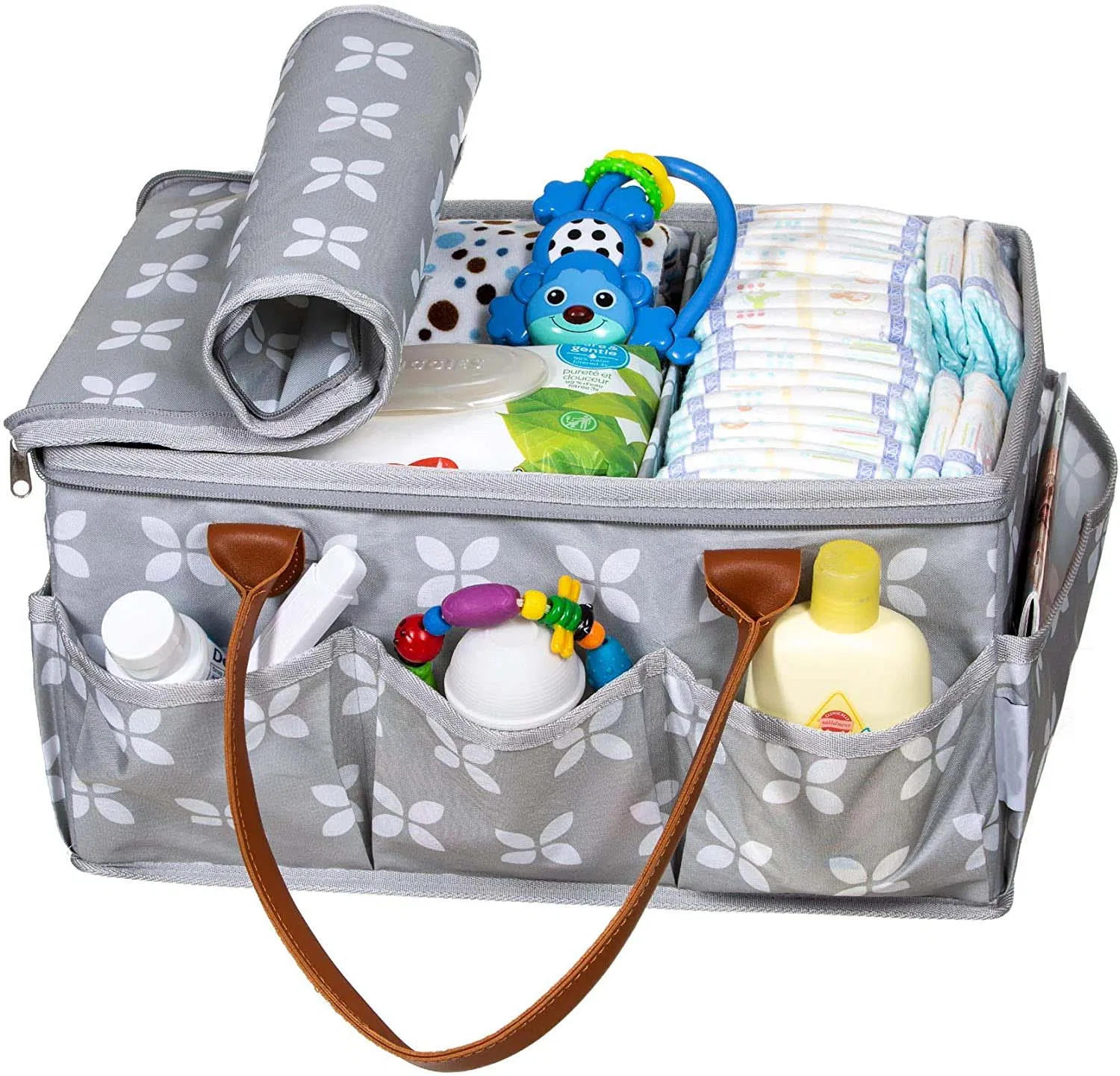 Large Diaper Caddy, Craft, Toy Organizer Bag with Zip-Top Cover