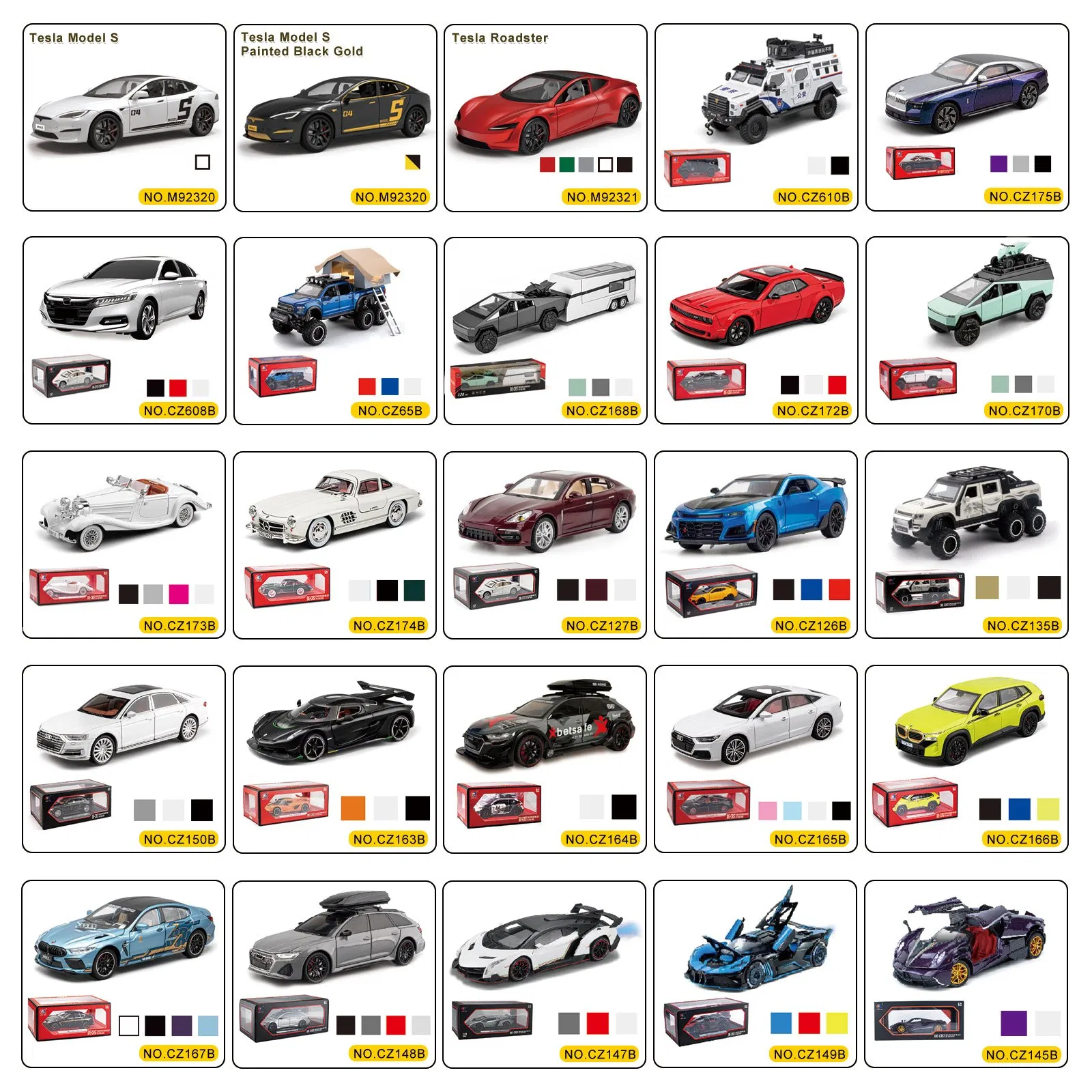 1: 18 1: 24 1: 36 Model Metal Car with Light and Sounds Die Cast Car Toys