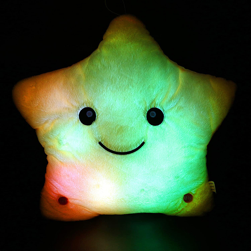 Free Sample Star Pillow Plush Toys Cute Luminous Pillow Toy LED Light Glow in Dark Plush Pillow Doll Kids Toys for Children
