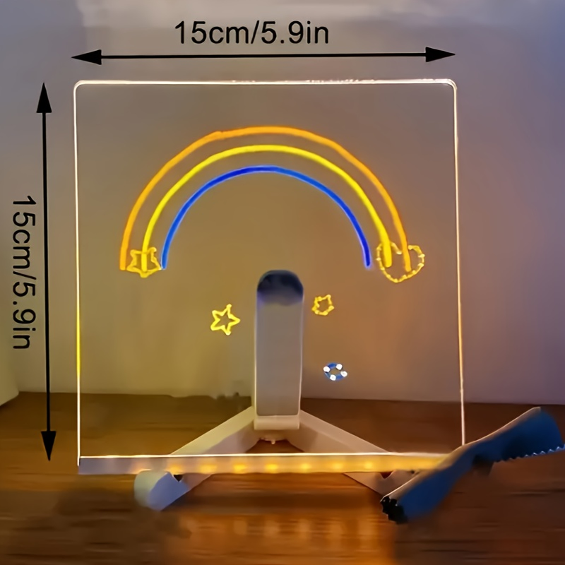 LED Message Board with 7 Color Pens Acrylic Glow-in-The-Dark Drawing Board LED Illuminated Drawing Tablet with Stand for Office Home Christmas Day Gift New Year