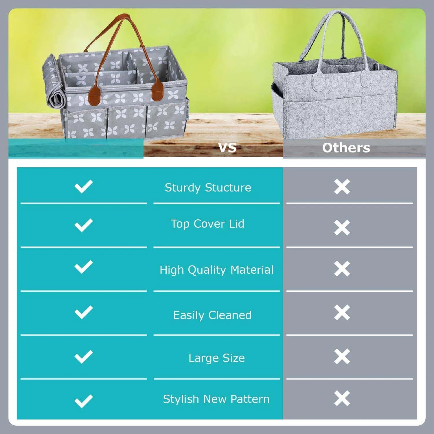 Large Diaper Caddy, Craft, Toy Organizer Bag with Zip-Top Cover