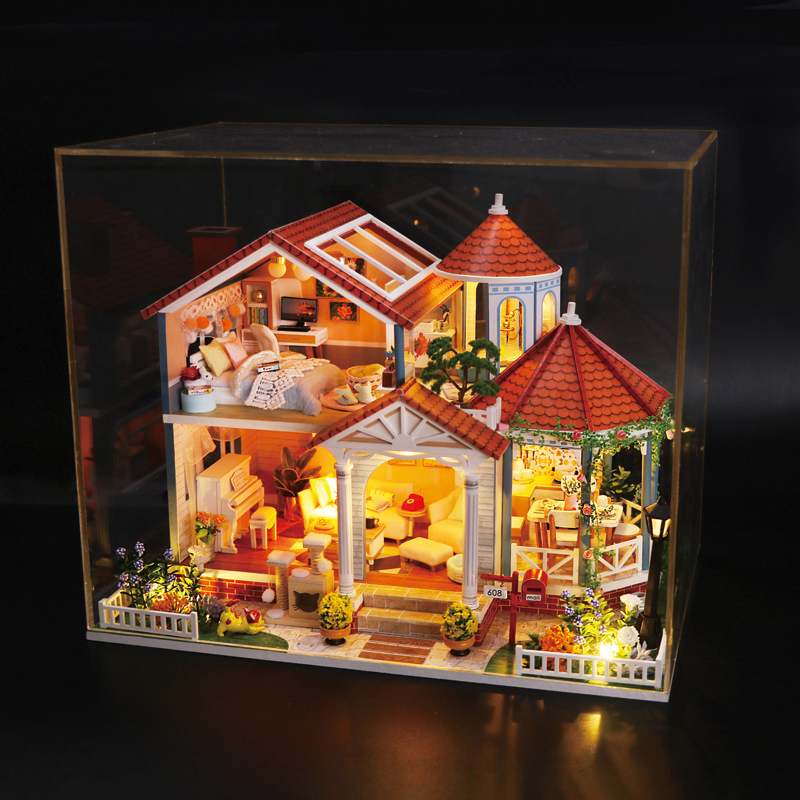 New 3D DIY Popular Design Miniature with LED Light Doll House