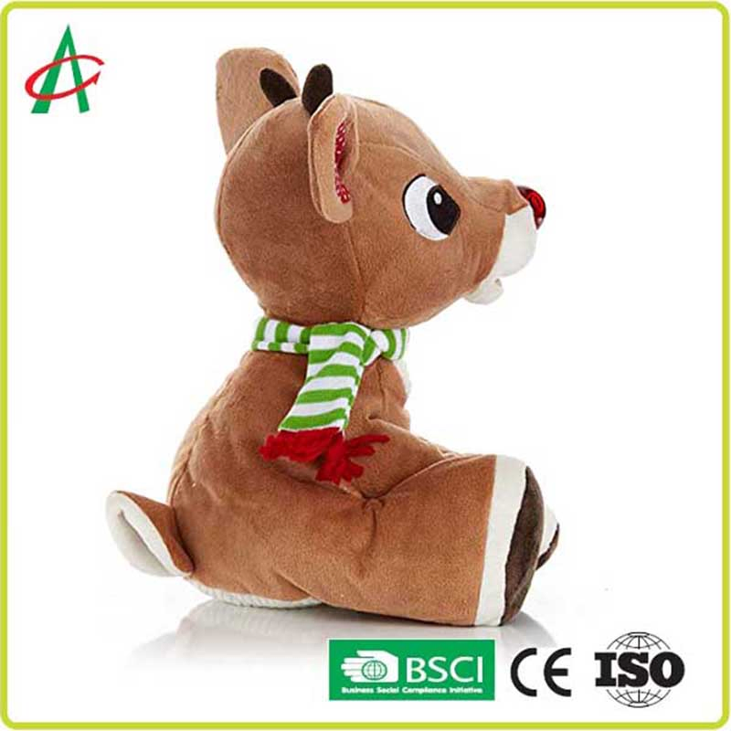 Factory Custom Baby First Christmas Gift Red-Nose Reindeer Plush Toys
