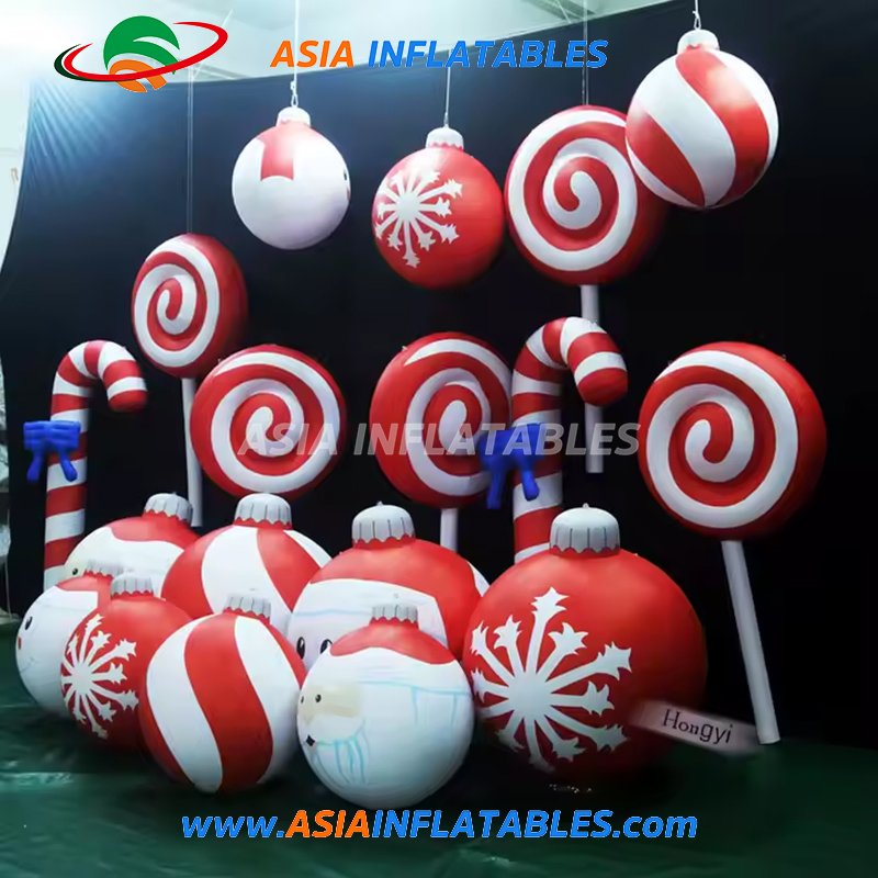 Pretty Inflatable Lollipop Prop with LED Lighting Ceiling Sweet Candy Balloon Decor