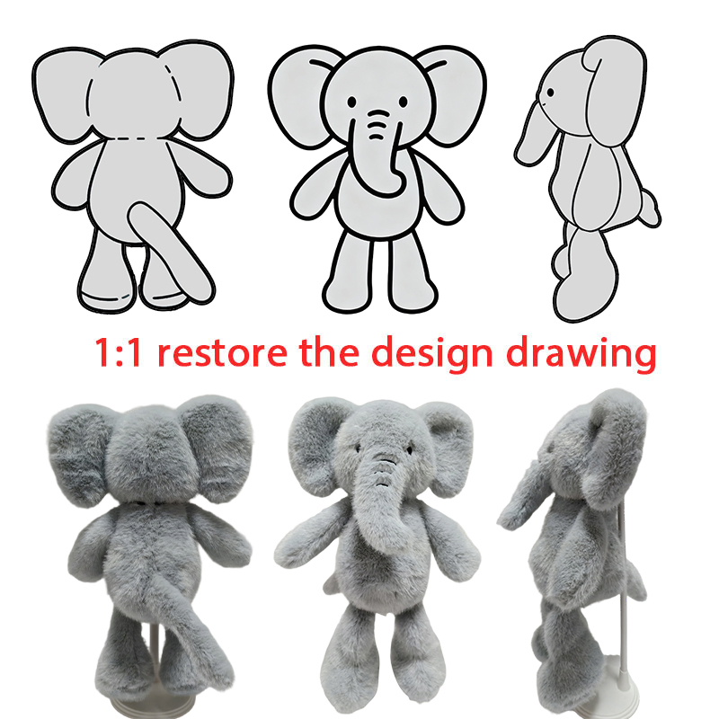 Custom Animal Plush Wedding Gift Stuffing Toy Bulk Elephant-Shaped Plush Toys