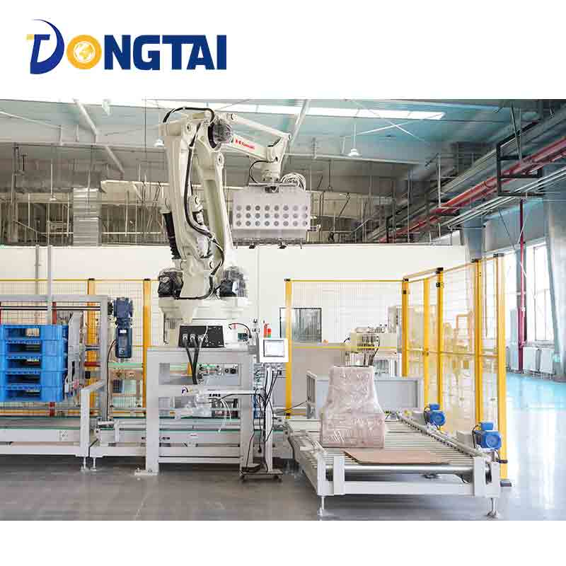 Automatic Concrete Mortar Robot Arm Palletizer with Gluing &amp; Wrapping for Food &amp; Chemical Applications