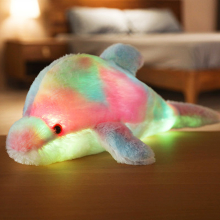 Wholesale Luminous LED Light Glow in Dark Animal Dolphins Plush Pillow