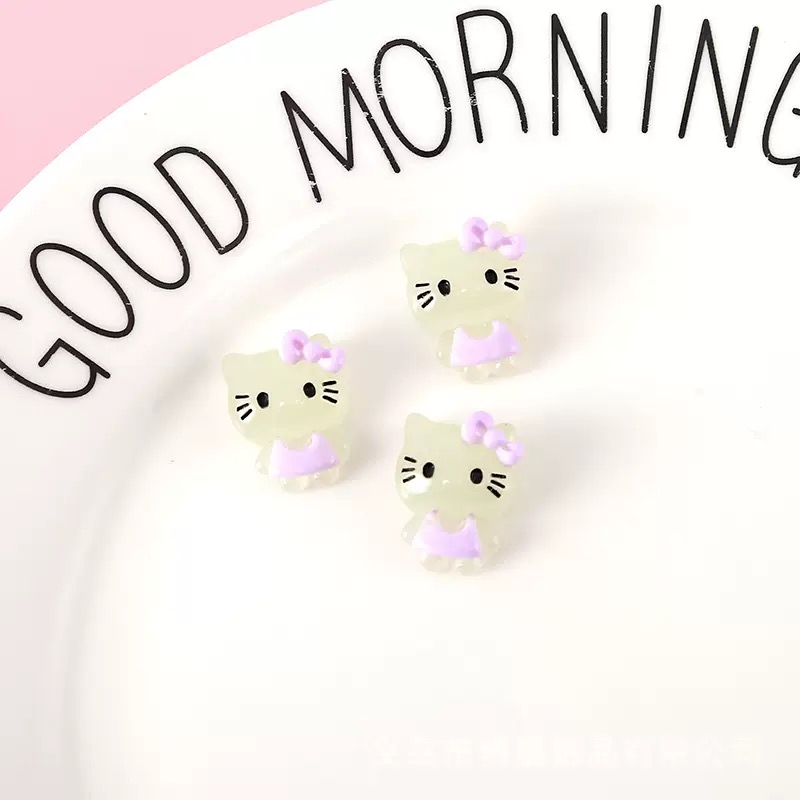 New My Melody Kt Cat Cartoon DIY Cream Glue Phone Case, Pencil Box &amp; Hair Clip Kit with Glow-in-The-Dark Resin Accessories
