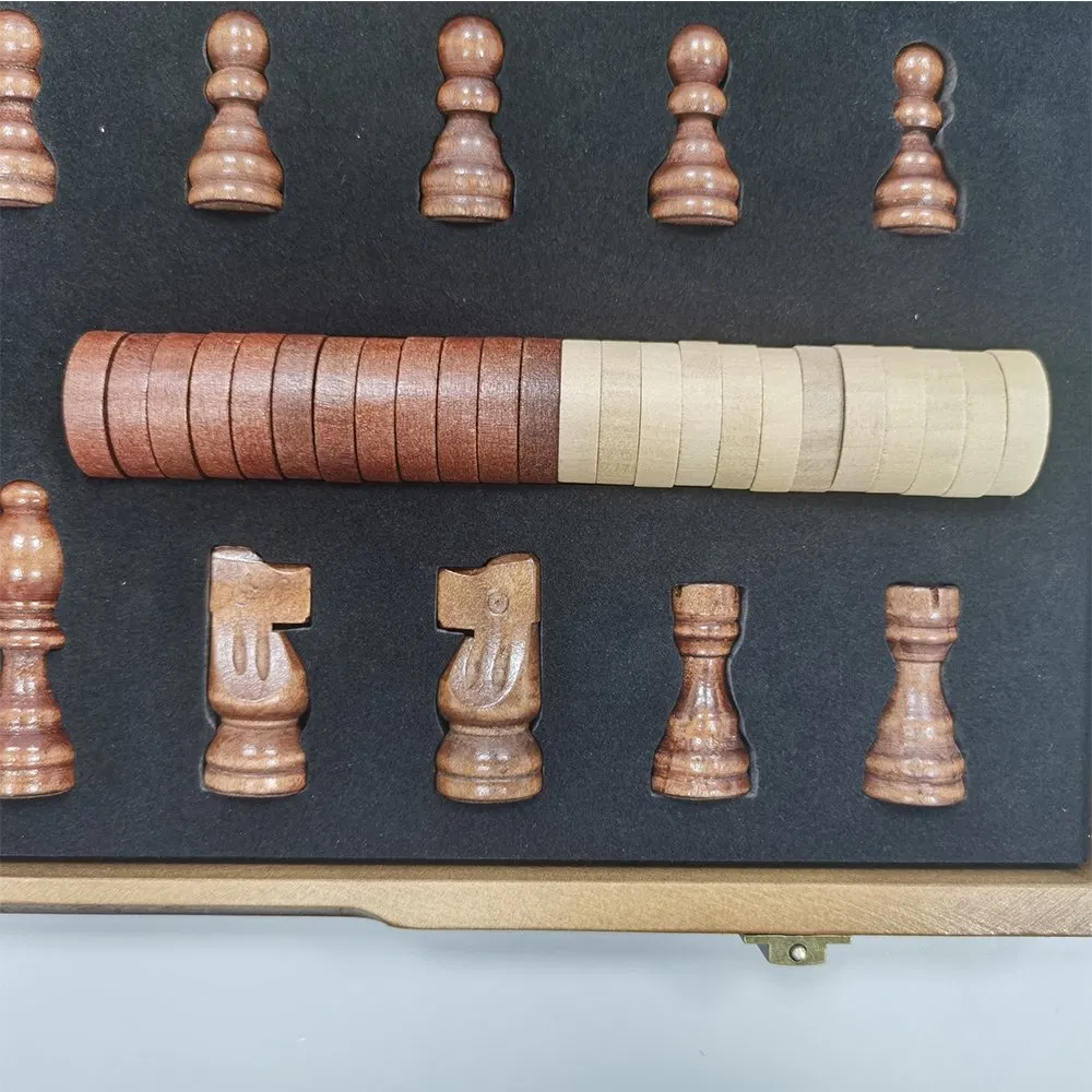 Classic Wooden Magnetic Chess Pieces with Elegant Design