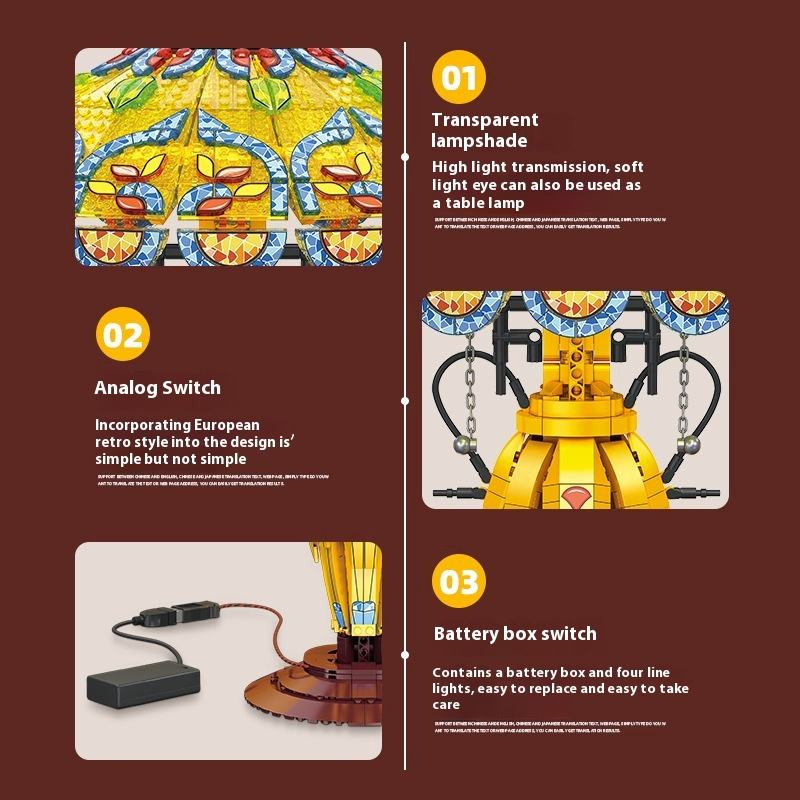 Cross-Border 1570 PCS DIY Building Blocks Table Lamp 1: 24 Scale Plastic Model Toy for Older Children Home Ornaments Lighting