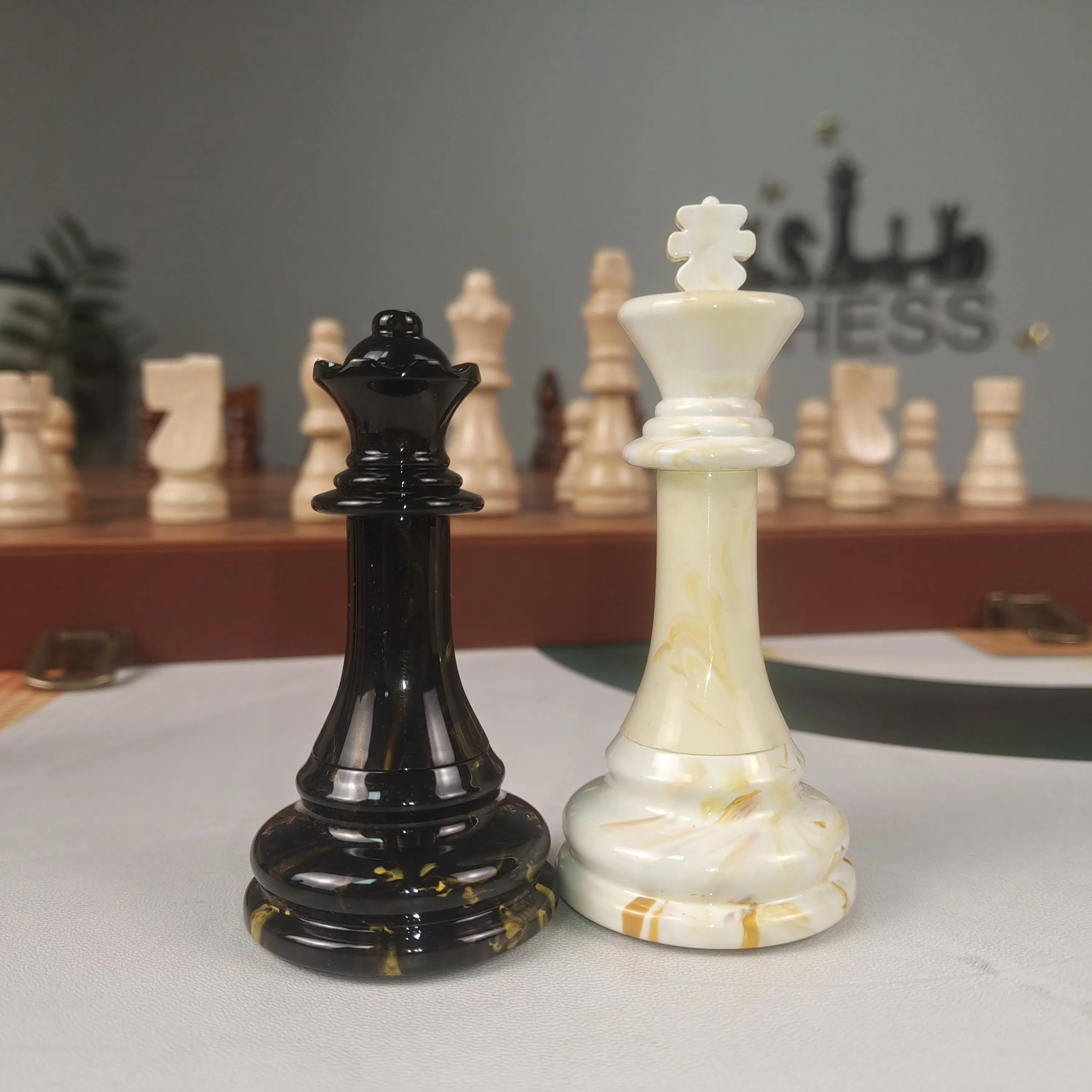 Board Game Suit 3.5 Inch Luxury Marbled Chess Pieces