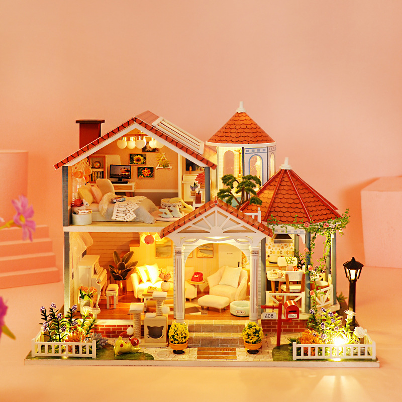 New 3D DIY Popular Design Miniature with LED Light Doll House