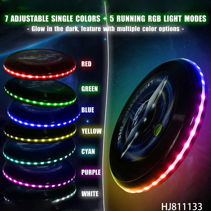 Kids LED Flying Disc Launcher Toy with 12 Light Modes Rechargeable Outdoor Fun for Children Glow in Dark Sports Game Disc Thrower with Bright Flashing Lights