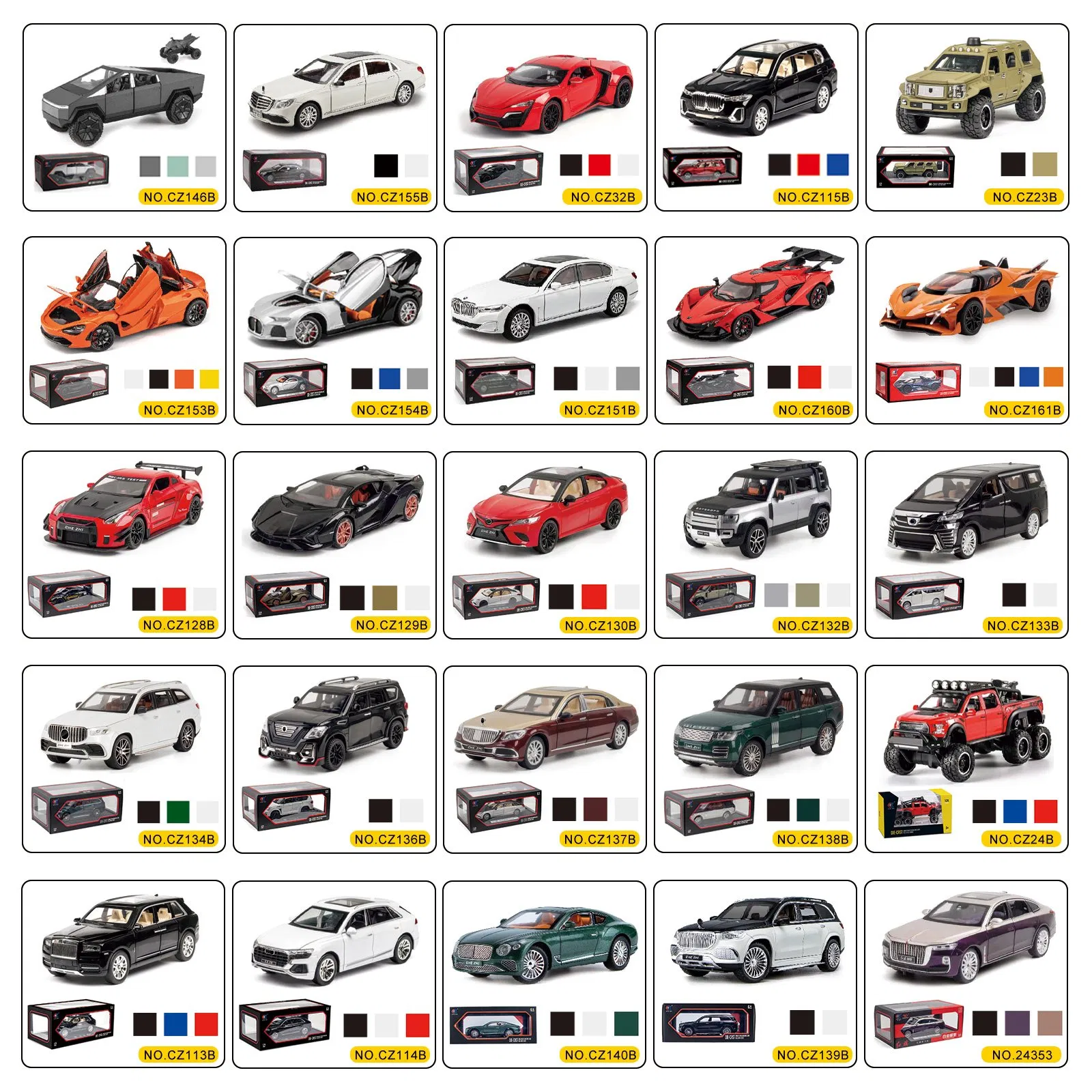 1: 18 1: 24 1: 36 Model Metal Car with Light and Sounds Die Cast Car Toys