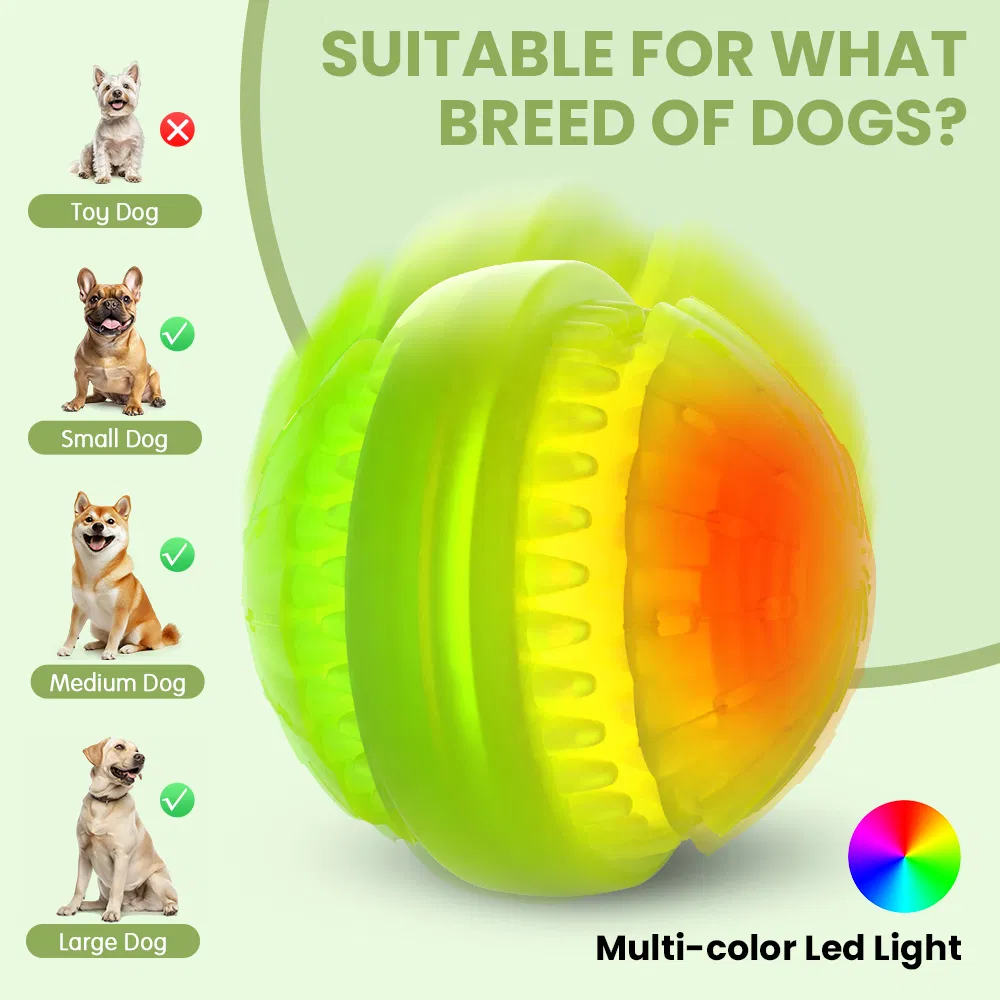 New Arrival Pet Interactive Durable LED Light up Silicon Dog Chew Toy Ball Halloween Glow in The Dark Puppy Toy Ball