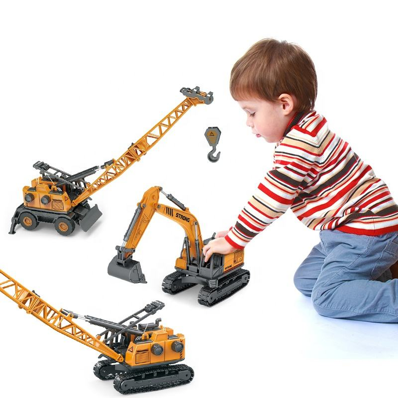 Samtoy 1: 48 Boys Die Cast Friction Toy Vehicle Truck Alloy Metal Diecast Model Car Truck Crane Toy for Kids Plastic Toy Car