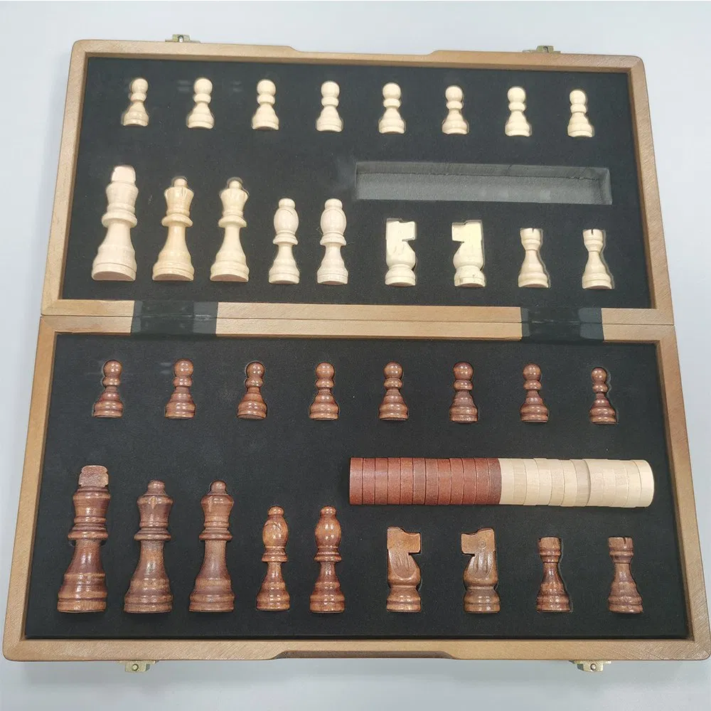 Classic Wooden Magnetic Chess Pieces with Elegant Design
