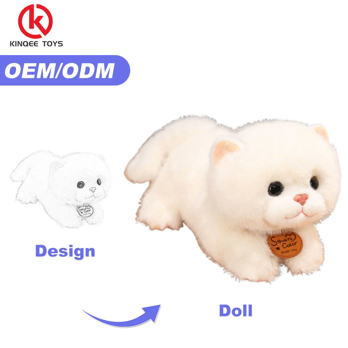 Kinqee High Quality Custom Soft Kawaii Mini Cute Animal Plush Cat Plush Keychain