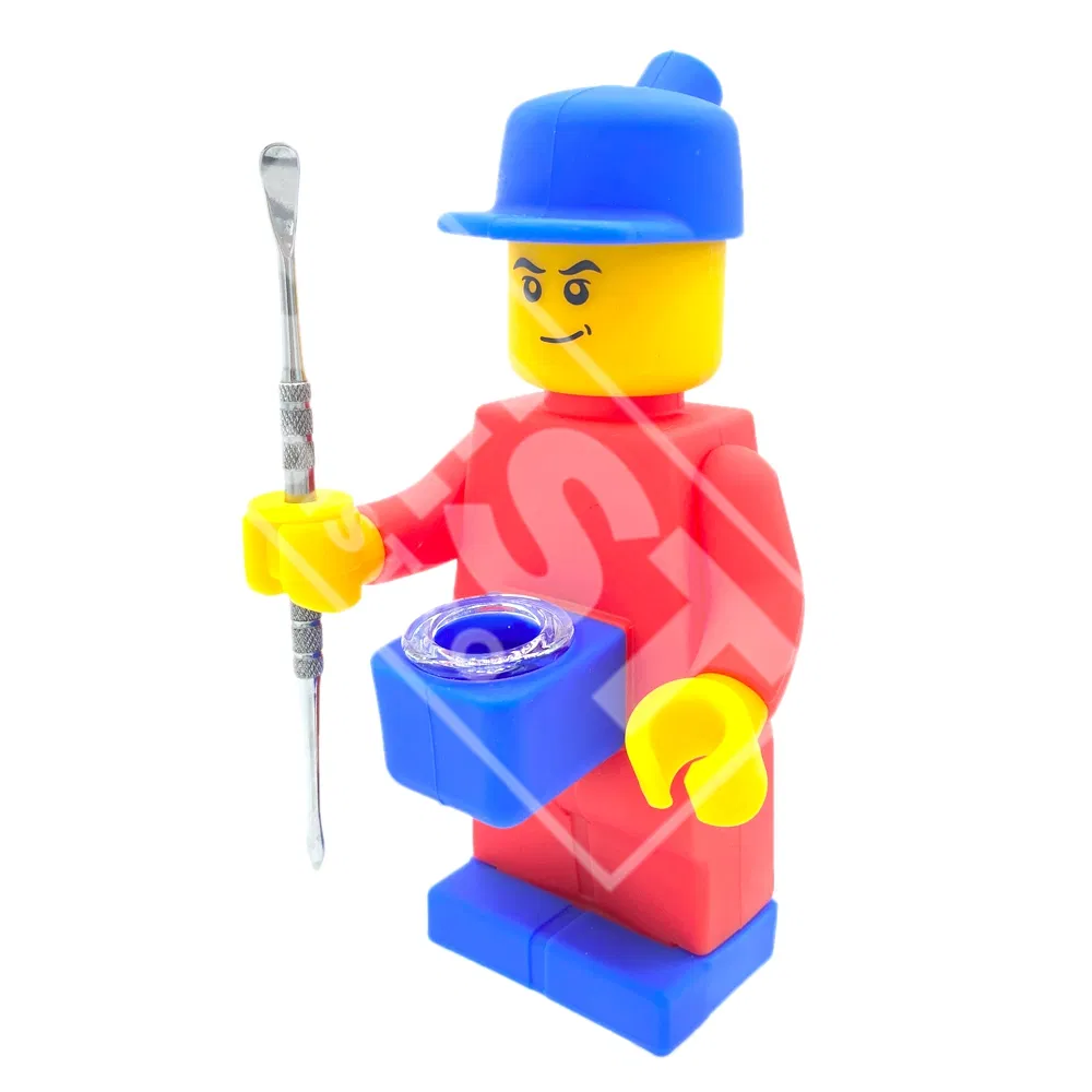 Bestdistro New Design Wholesale Silicone Lego Minifigures Design Glass Silicone DAB Rig Pipe Smoking Water Pipe Smoking Accessories