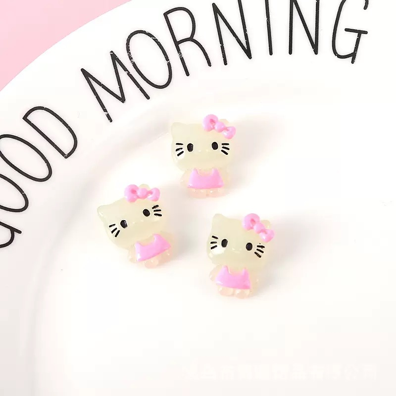 New My Melody Kt Cat Cartoon DIY Cream Glue Phone Case, Pencil Box &amp; Hair Clip Kit with Glow-in-The-Dark Resin Accessories