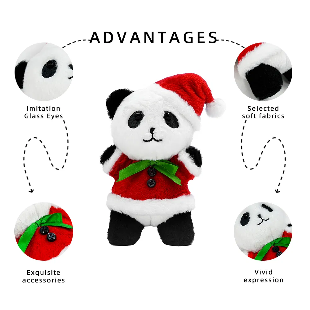 Eco-Friendly Recycled Polyester Sustainable Design Custom Christmas Panda Decorations Plush Toy Customised Effective Christmas Plush Panda Keychain
