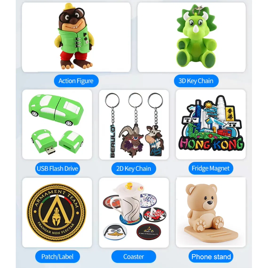 OEM/ODM Custom Logo Rubber PVC Anime Action Figures Cute Small Animal Figurines