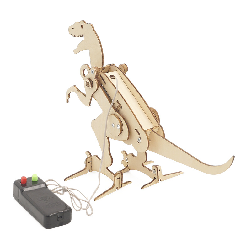 Electric Tyrannosaurus Rex Kit Children′ S DIY Stem Creative Scientific Programming Technology Learning Wooden Educational Toys