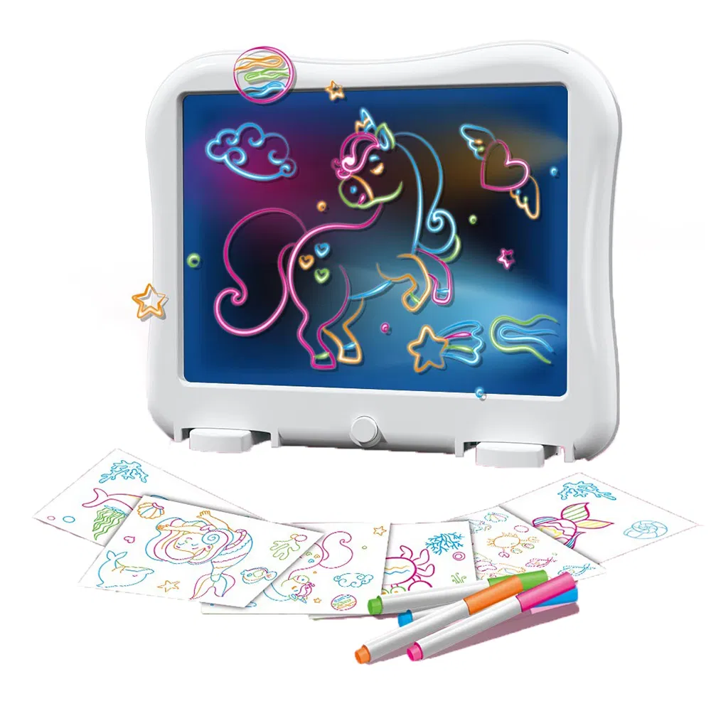 New Arrive High Quality Wholesale Kids Promotional Gift Magic Glow in Dark LED Drawing Board Illuminated Painting Pad Doodle Drawing Toys Set