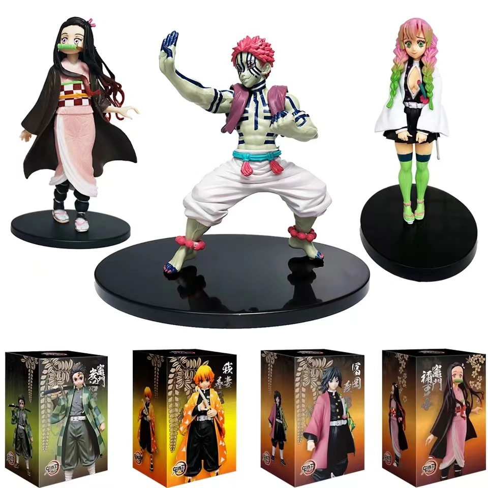 Anime Kamado Tanjirou Nezuko Demon Slayer Figure Action Figures PVC Model Toys Zenitsu Figurine Inosuke Kimetsu No Yaiba Figura