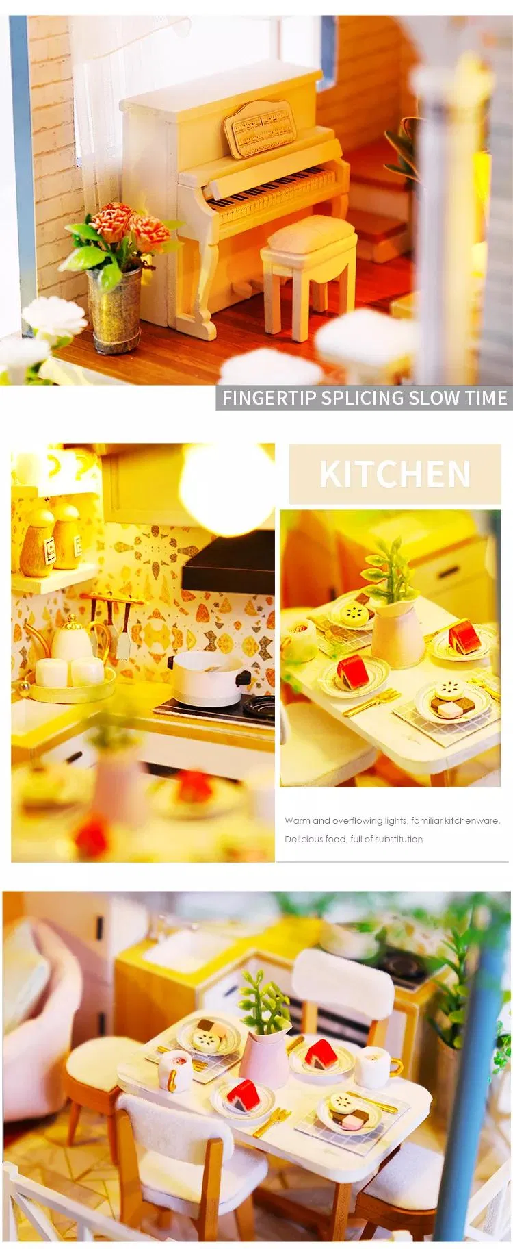 3D DIY Miniature LED Light Doll House 8