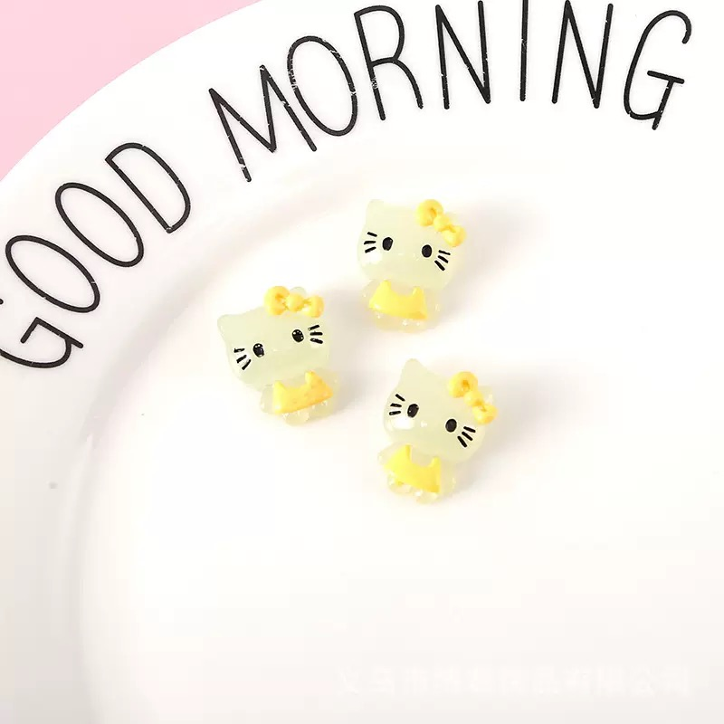 New My Melody Kt Cat Cartoon DIY Cream Glue Phone Case, Pencil Box &amp; Hair Clip Kit with Glow-in-The-Dark Resin Accessories