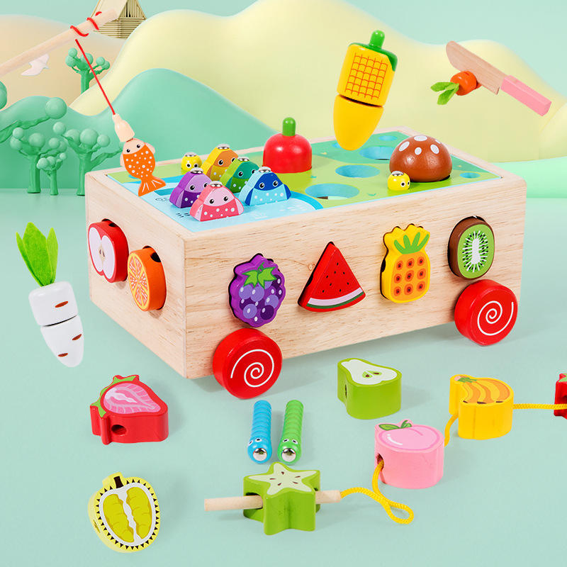 Baby Educational Wooden Montessori Shape Sorting Magnetic Fishing Toy