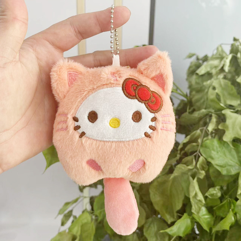 Wholesale Custom Cute Anime Sanrioss Soft Plush Keychain Stuffed Animal Kuromi My Melody Plush Toy Keychain