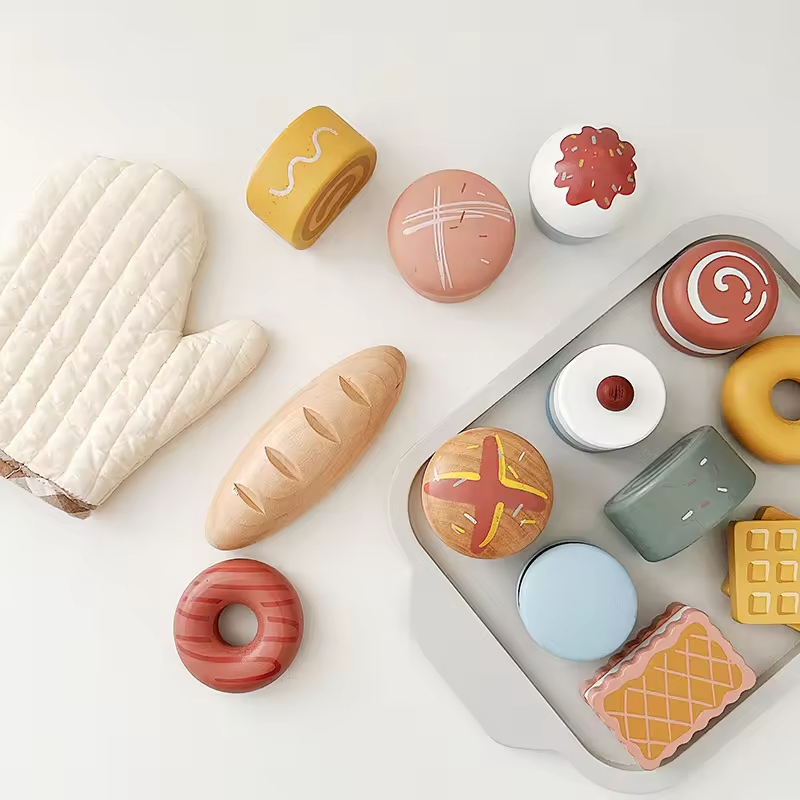 Sustainable Eco-Friendly Wooden Odorless Children's Game Dessert Set Combination Kids Wooden Kitchen Toy