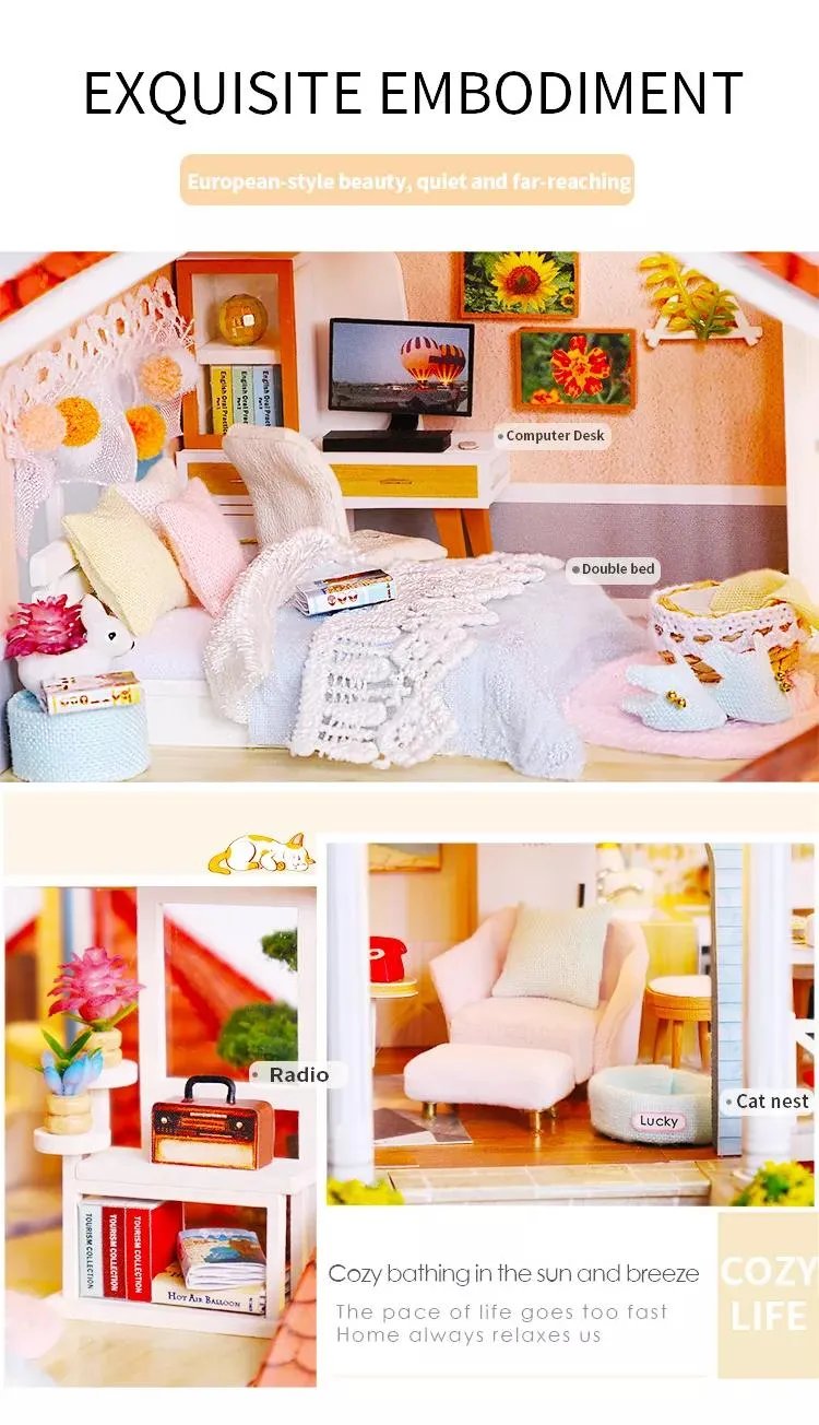 3D DIY Miniature LED Light Doll House 7