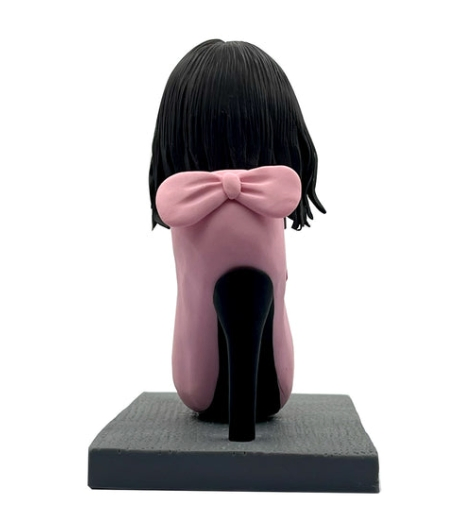 Handmade Custom Bobble Head Personalized Women Figurine on Pink High Heel Chair