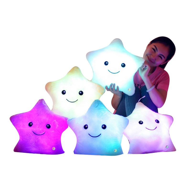 Moon Pillow Plush Toys Cute Luminous Toy LED Light Glow in Dark